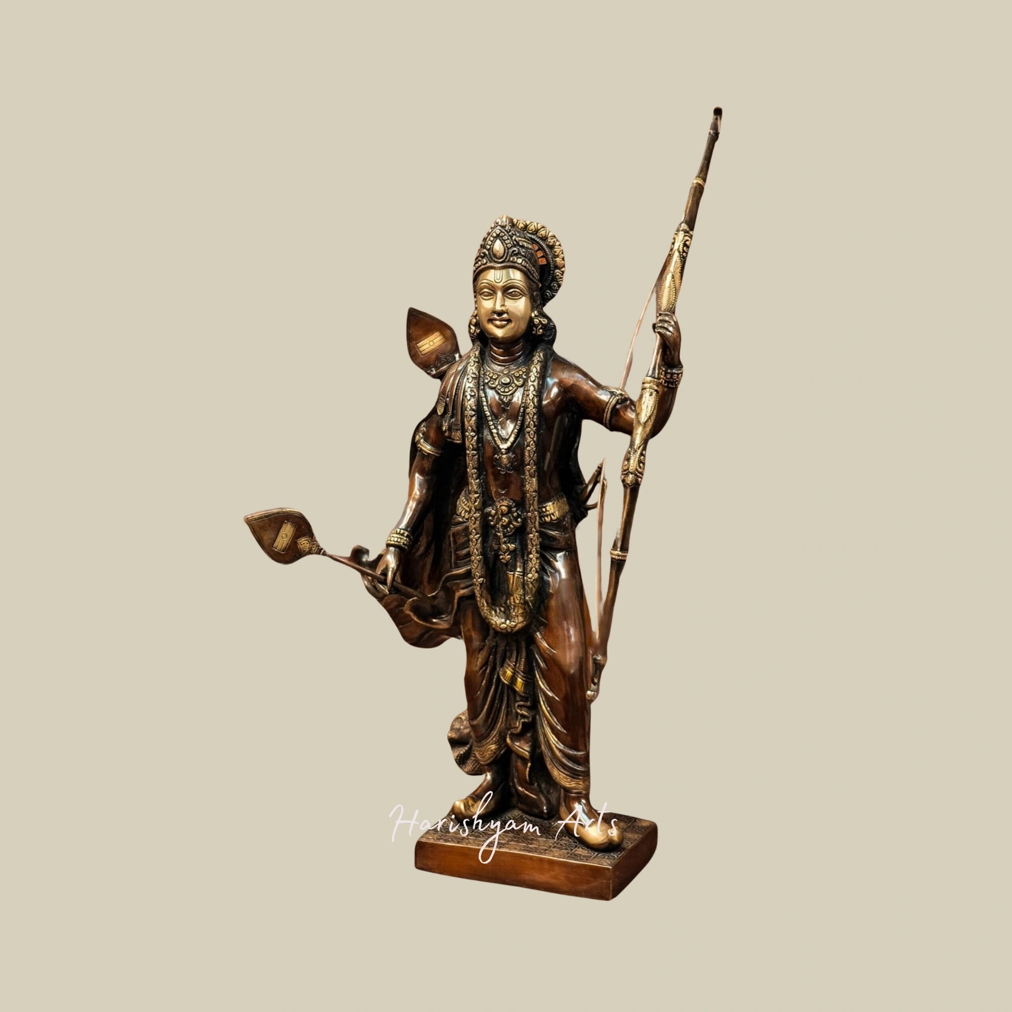 26" Divine Brass Lord Ram Idol in Brown and Gold Finish for Spiritual Spaces4