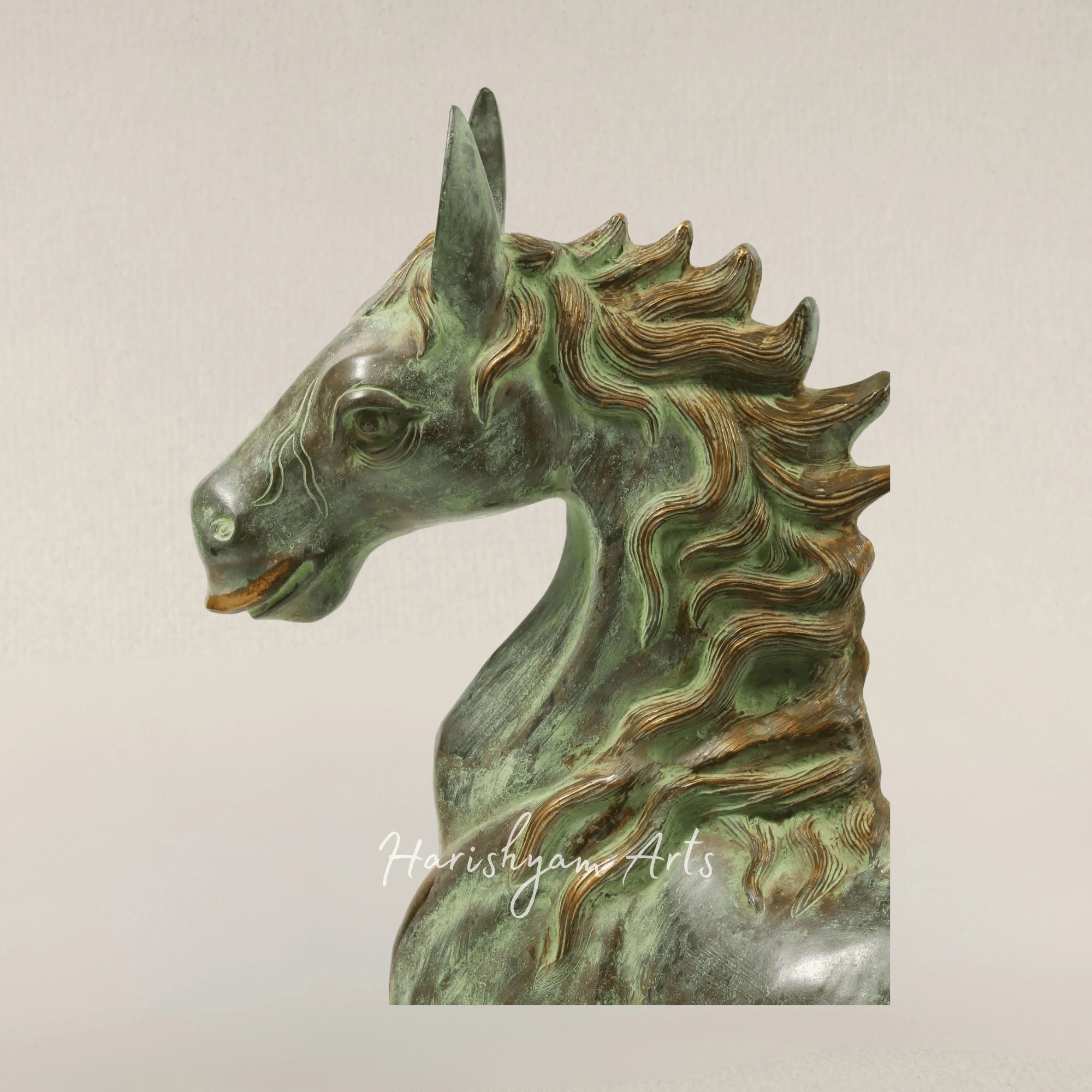 26" Galloping Brass Horse Decorative Statue for Home Display