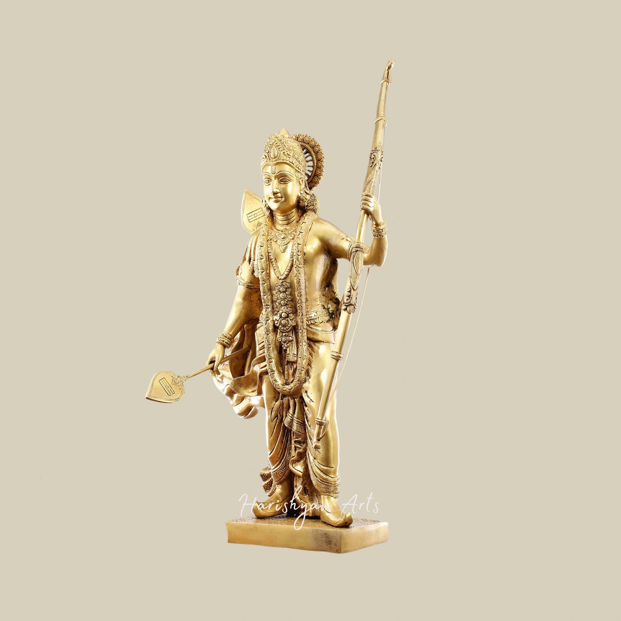 26" Handcrafted Brass Idol of Lord Shri Ram Chandra with Fine Detailing4