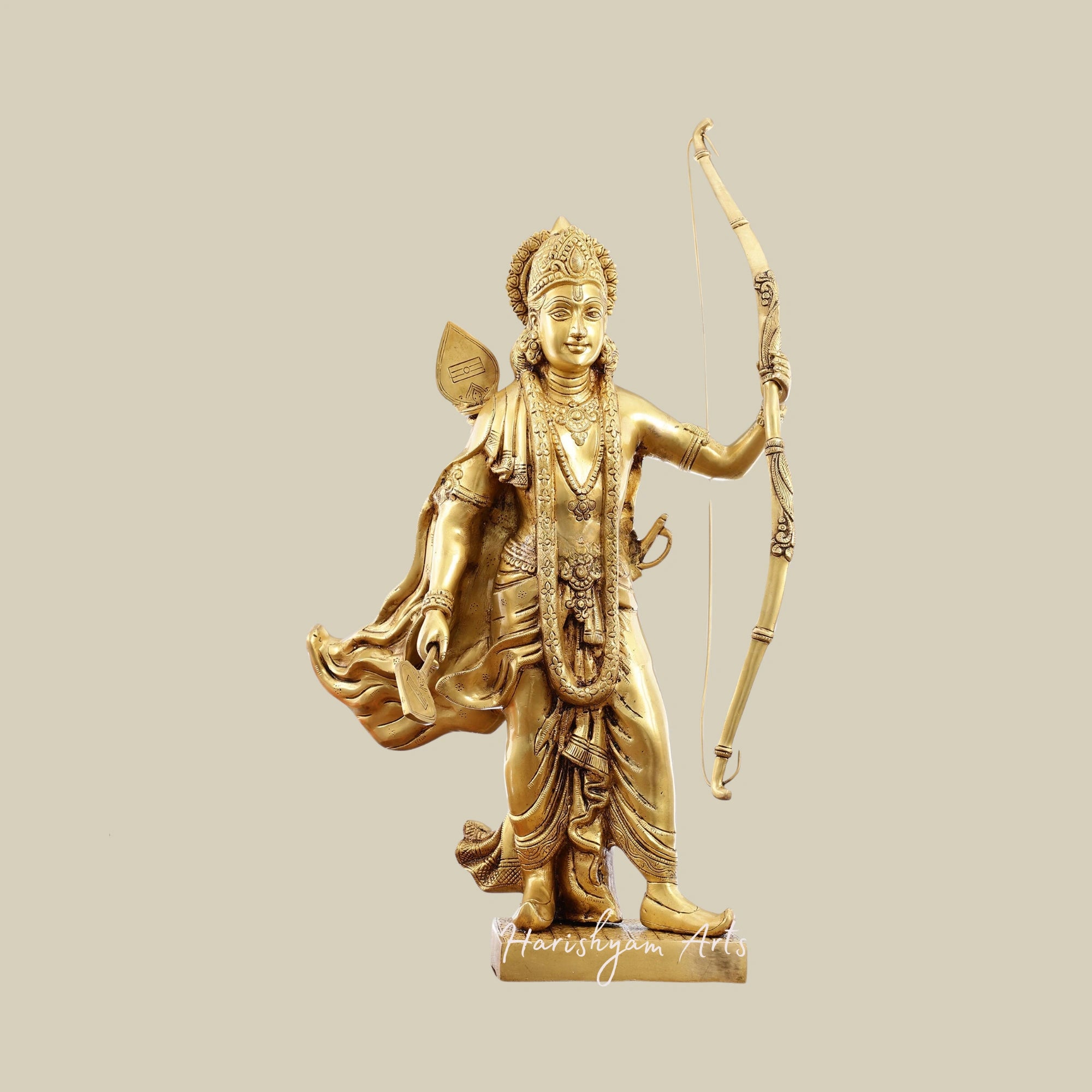 26" Handcrafted Brass Idol of Lord Shri Ram Chandra with Fine Detailing5