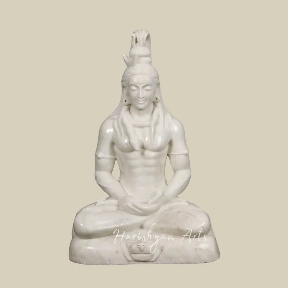 26" Handcarved Shiva White Marble Murti