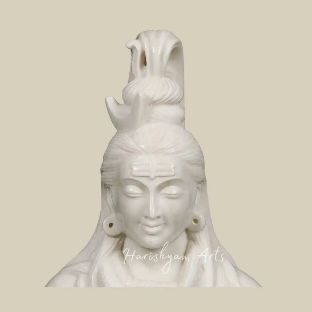 26" Handcarved Shiva White Marble Murti