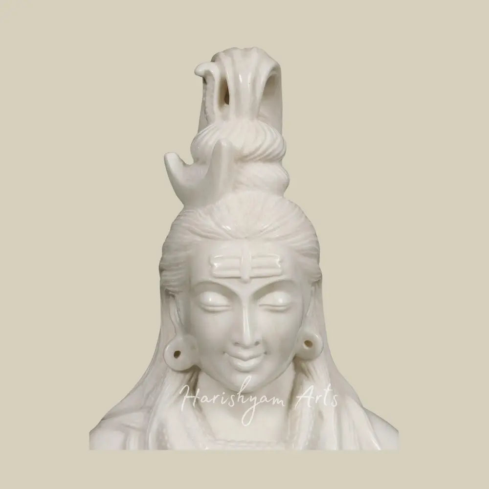 26" Handcarved Shiva White Marble Murti