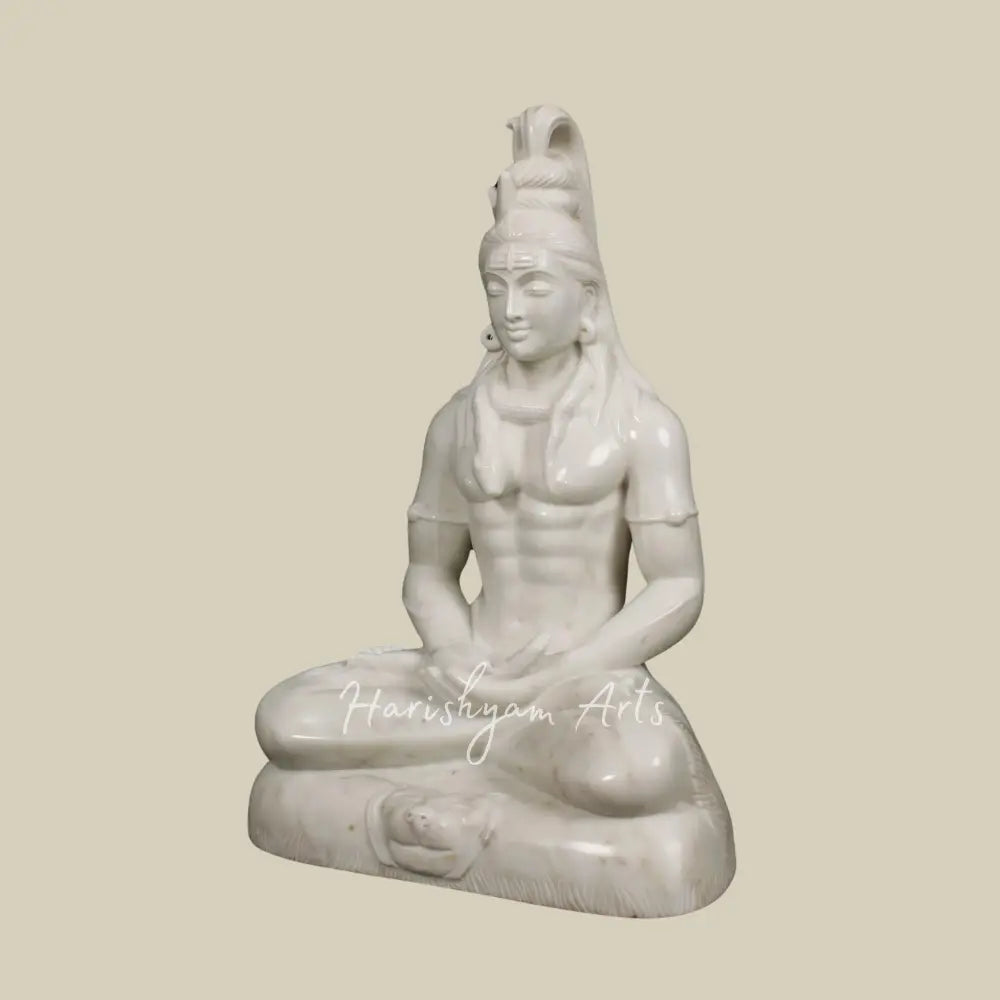 26" Handcarved Shiva White Marble Murti