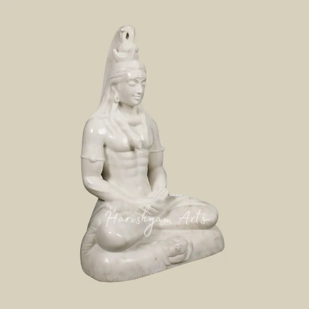 26" Handcarved Shiva White Marble Murti