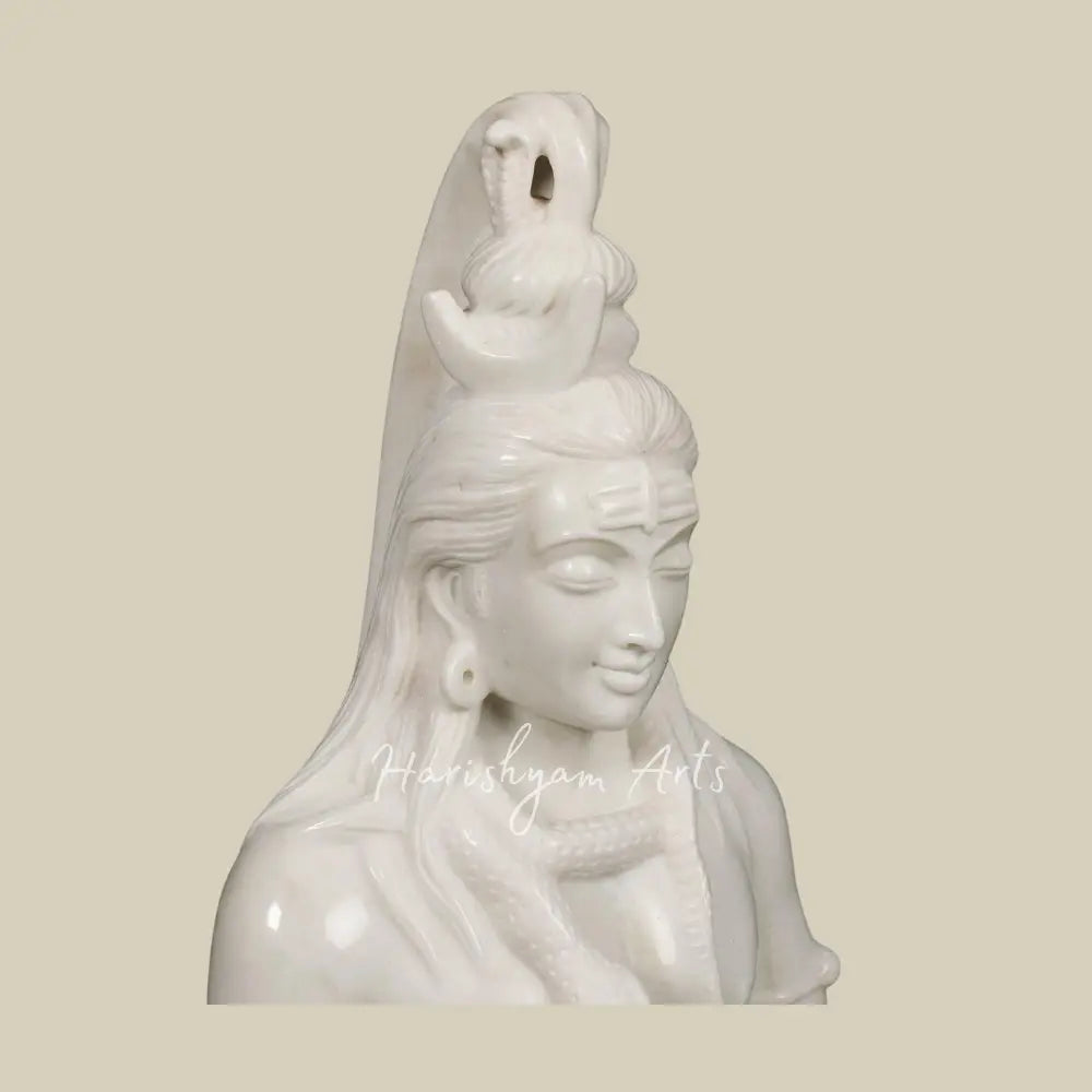 26" Handcarved Shiva White Marble Murti