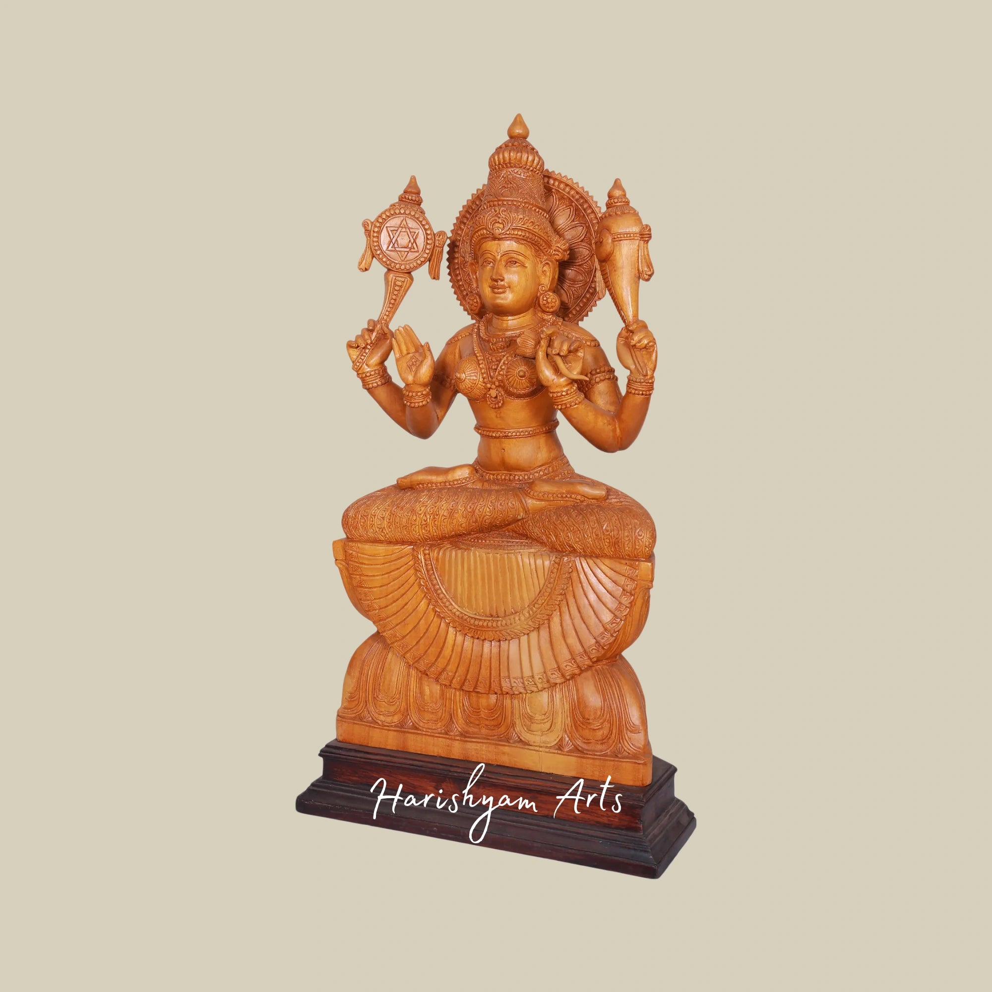 27" Artisan Wooden Saraswati Sculpture1