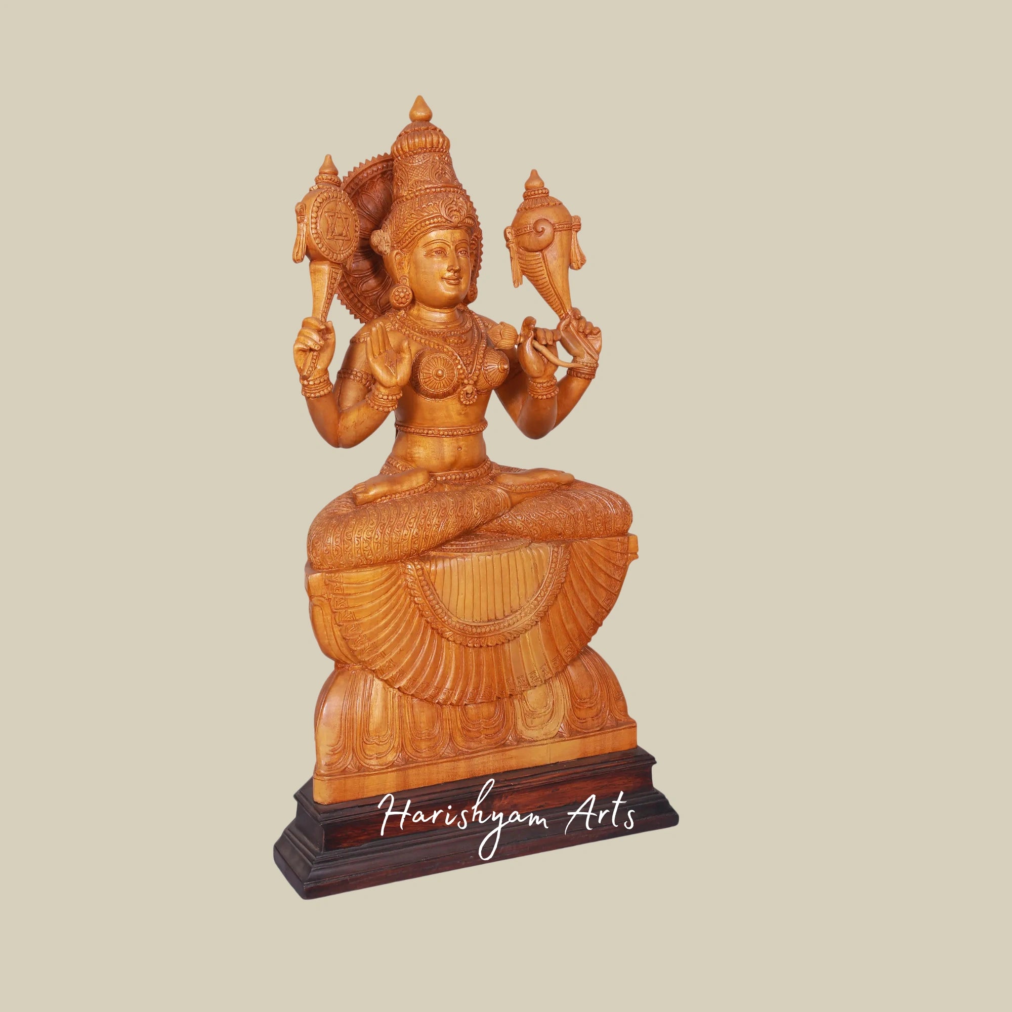 27" Artisan Wooden Saraswati Sculpture3