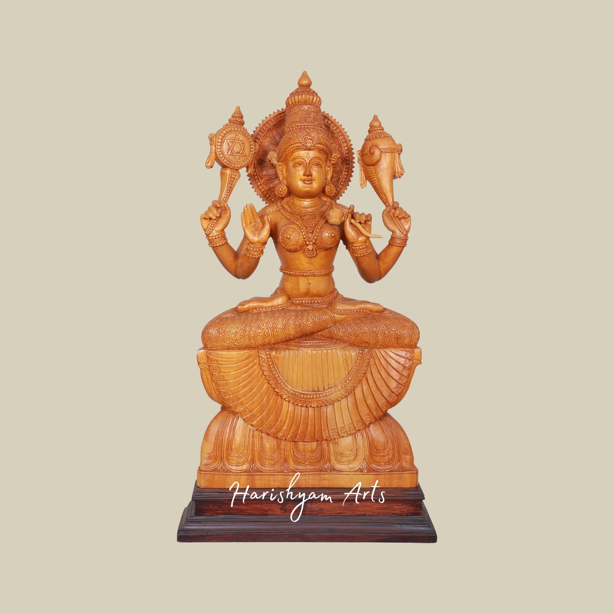 27" Artisan Wooden Saraswati Sculpture7