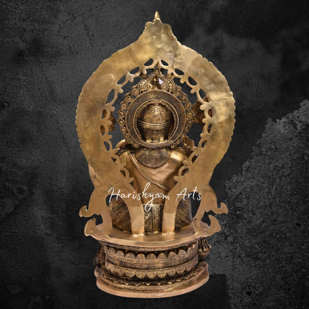 27" Brass Ganesh Statue Sitting On Singhasan