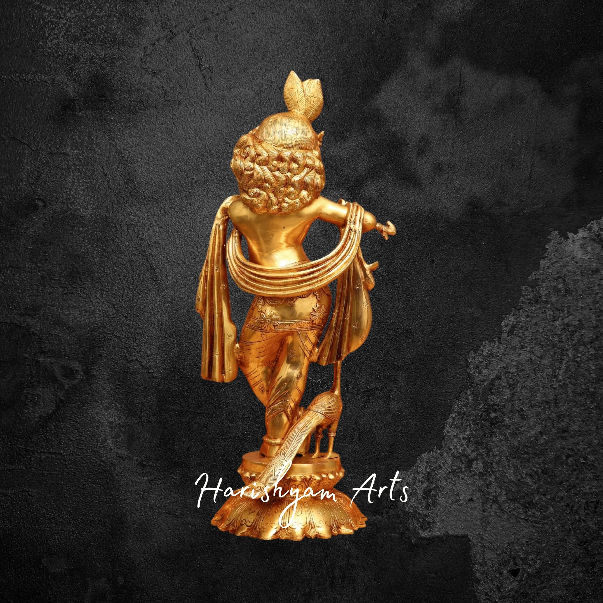 27" Large Brass Radha Krishna Idol for Grand Temple Settings