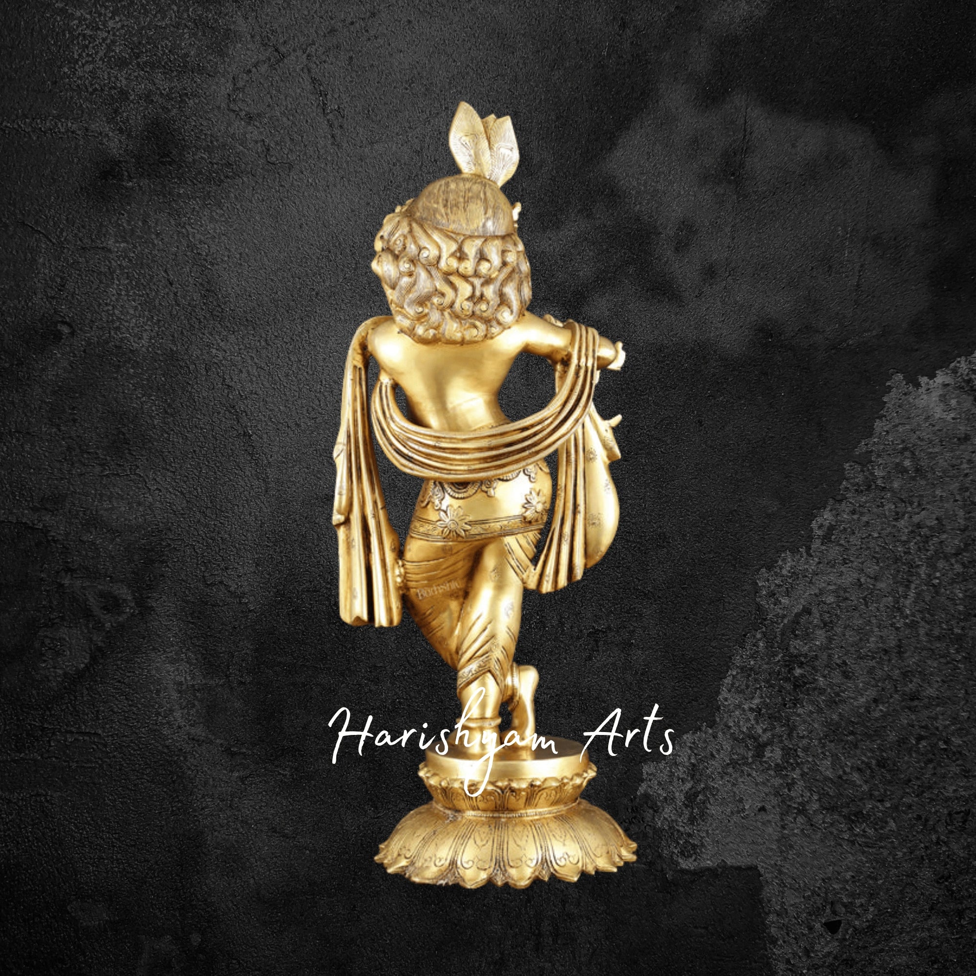 27" Premium Pure Brass Krishna Idol with Intricate Detailing