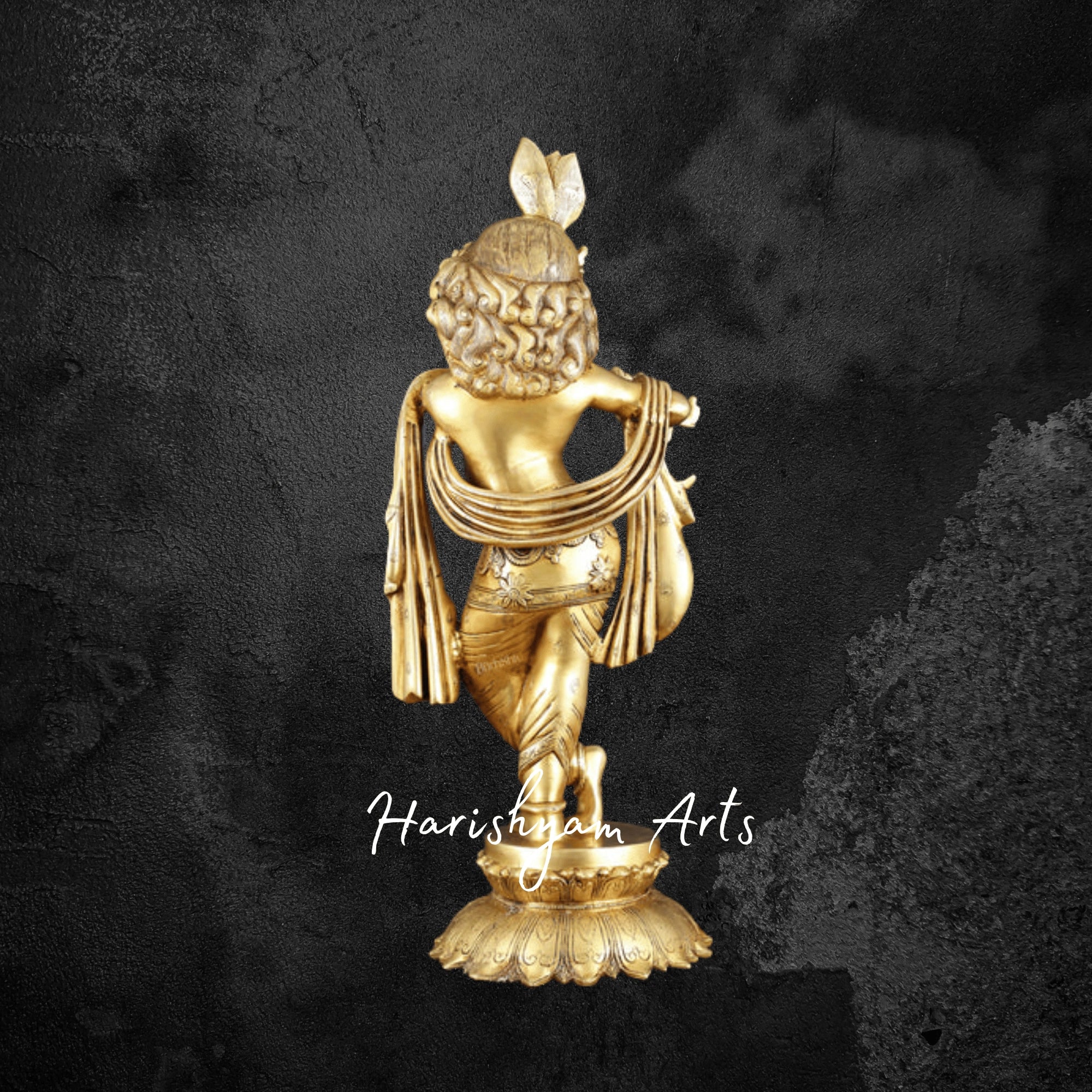 27" Premium Pure Brass Krishna Idol with Intricate Detailing