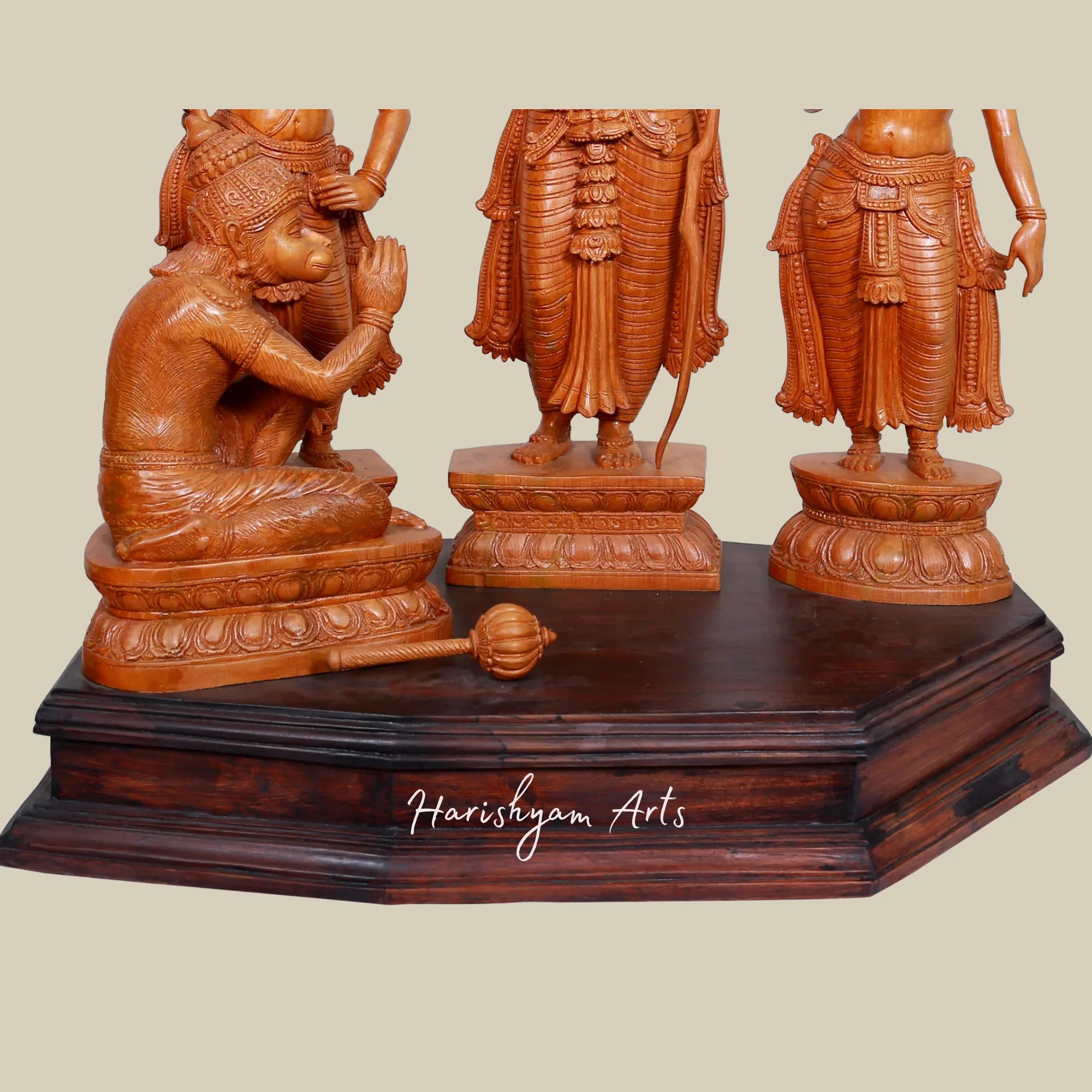 27" Wooden Ram Sita Laxman Hanuman Idol Set2