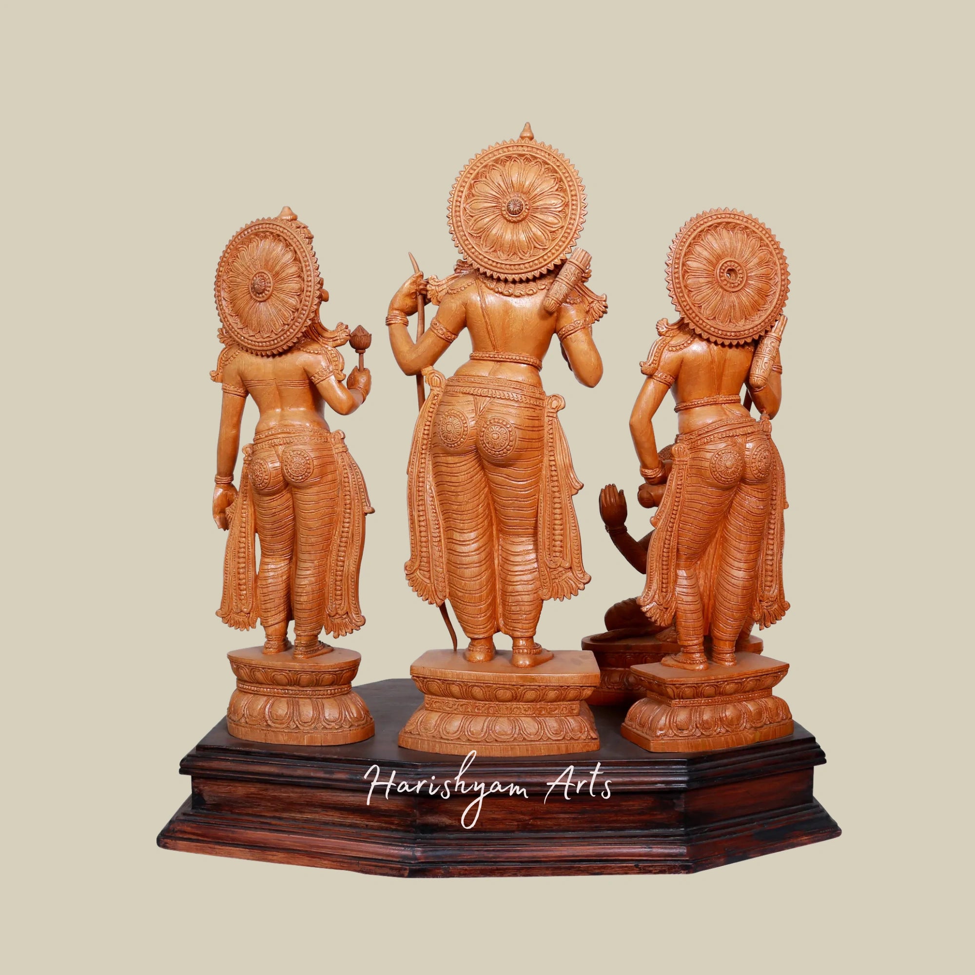 27" Wooden Ram Sita Laxman Hanuman Idol Set5