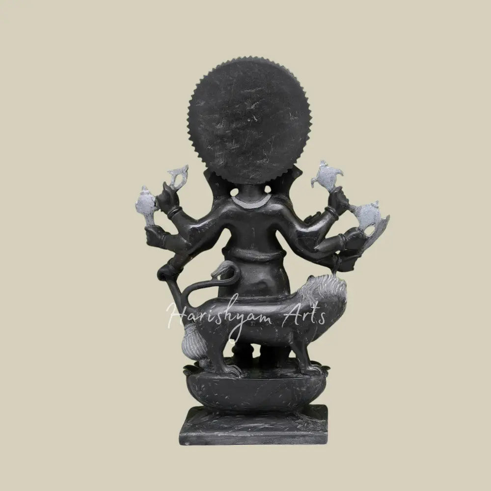 27" Eight Armed Standing Black Marble Ganesha Statue