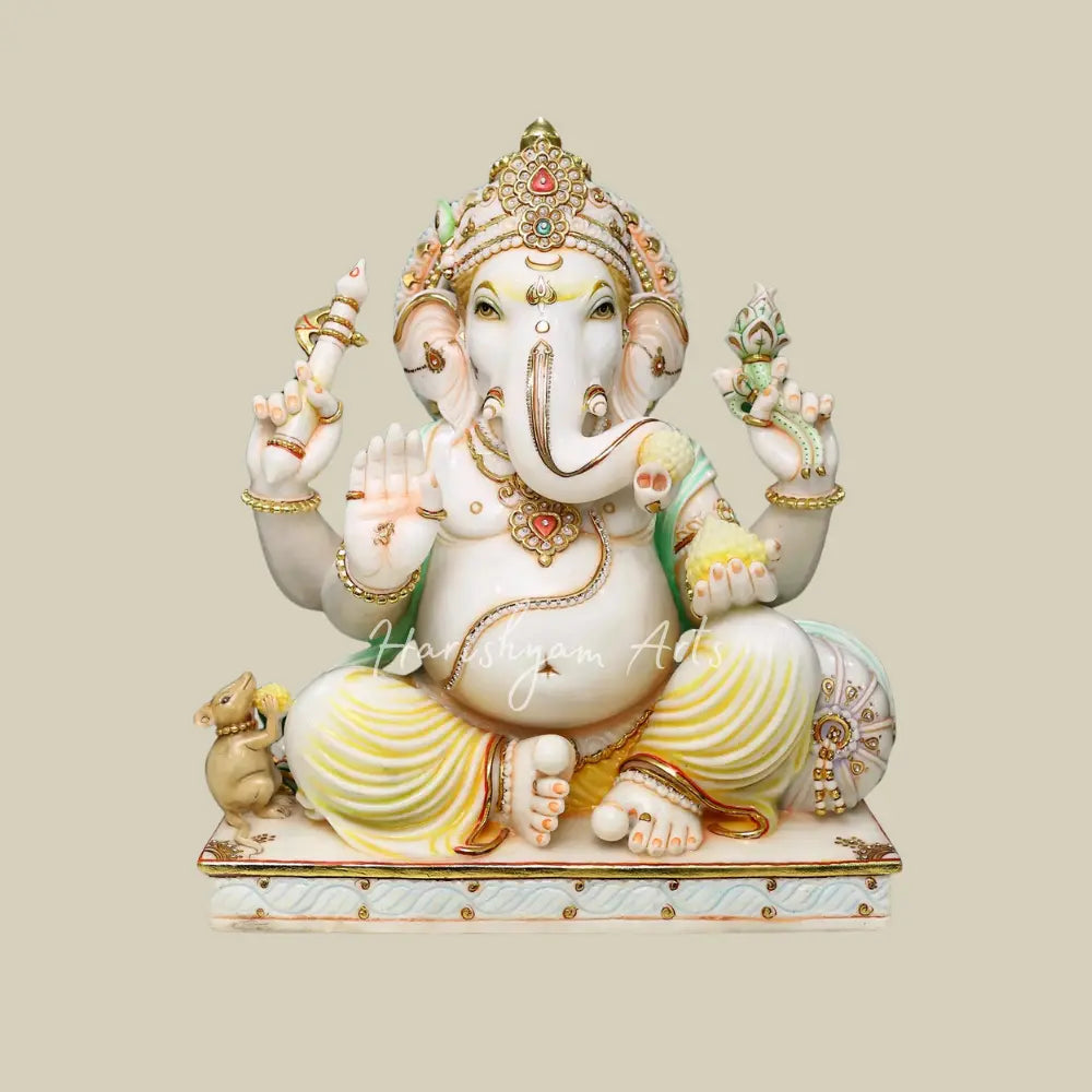 27" Handmande Ganesha Statue in Marble