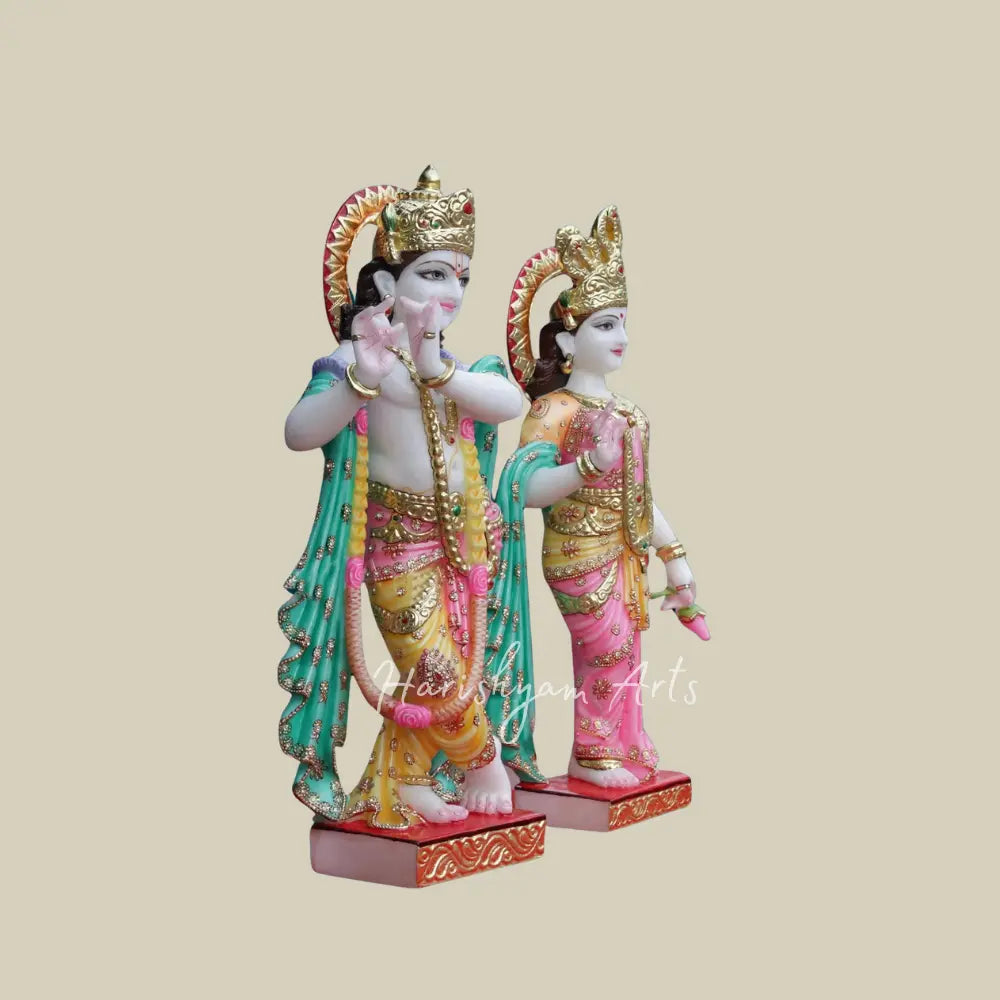 27" Vietnam Marble Radha Krishna Marble Statue