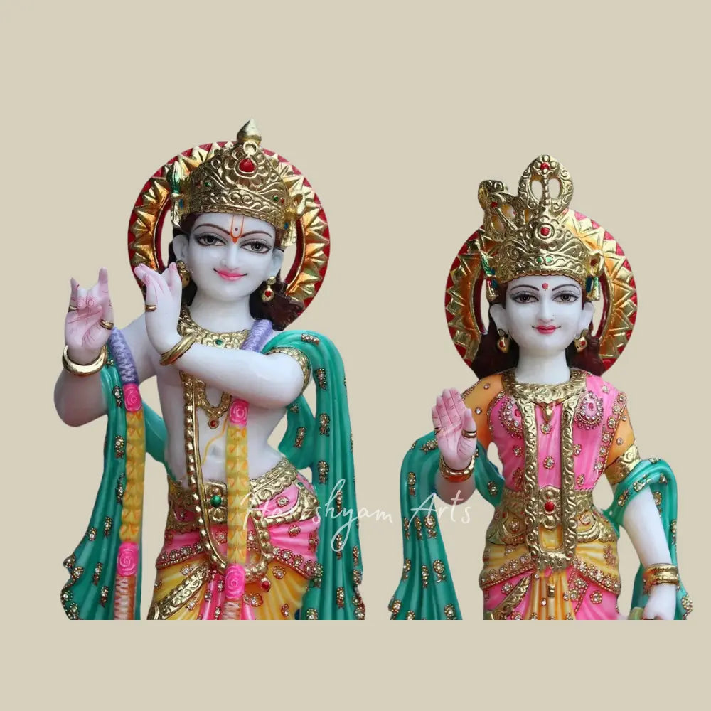 27" Vietnam Marble Radha Krishna Marble Statue