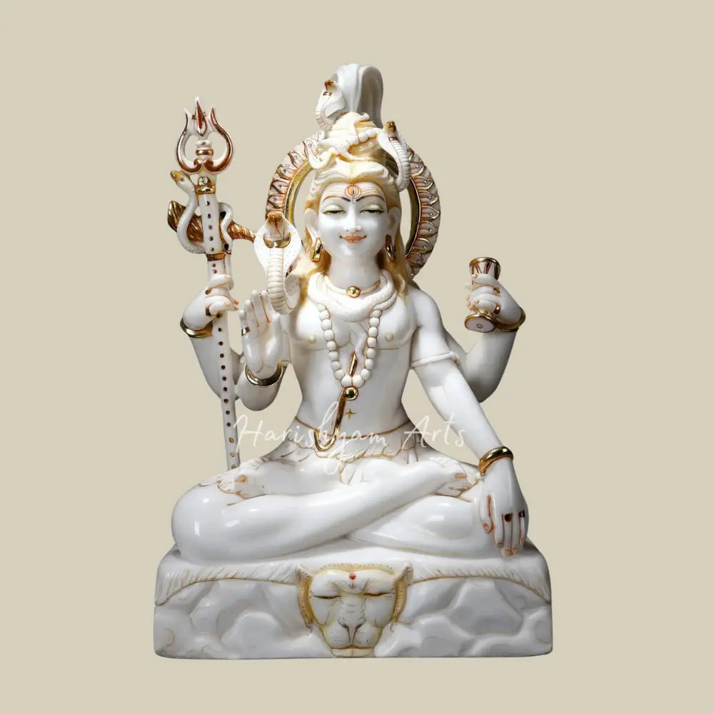 27" White Marble Statue of Lord Shiva