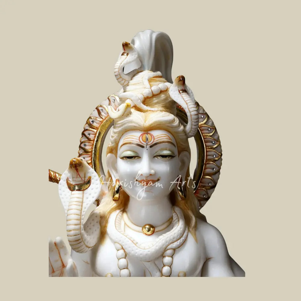 27" White Marble Statue of Lord Shiva