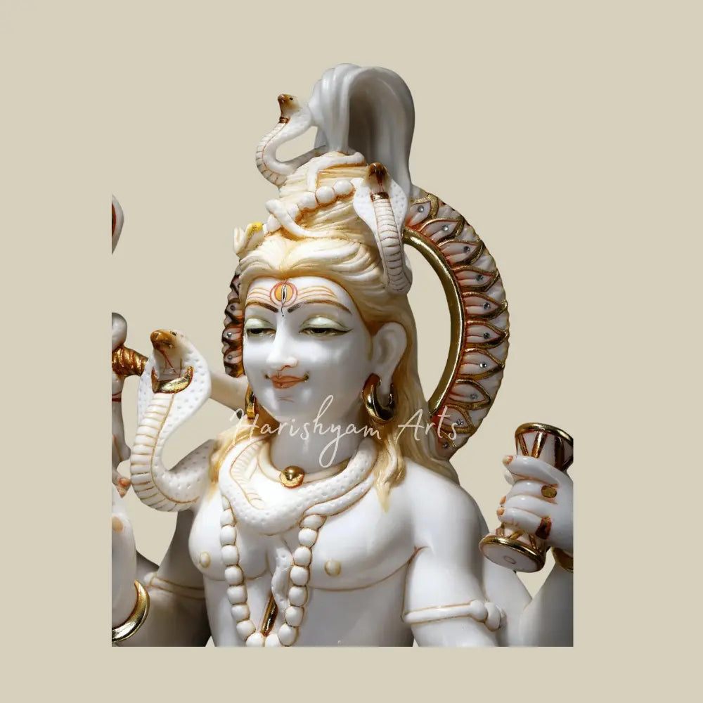 27" White Marble Statue of Lord Shiva