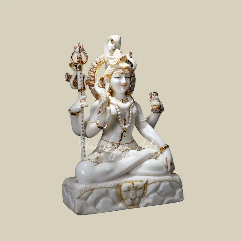 27" White Marble Statue of Lord Shiva