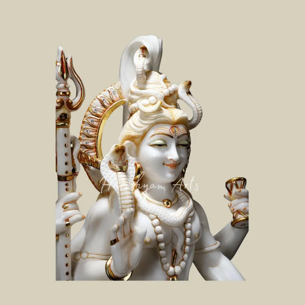 27" White Marble Statue of Lord Shiva