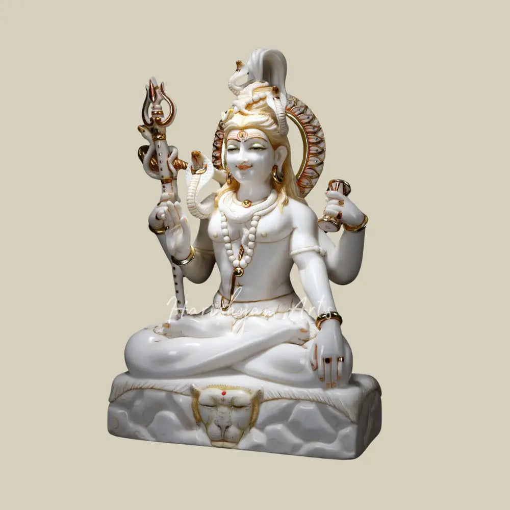 27" White Marble Statue of Lord Shiva