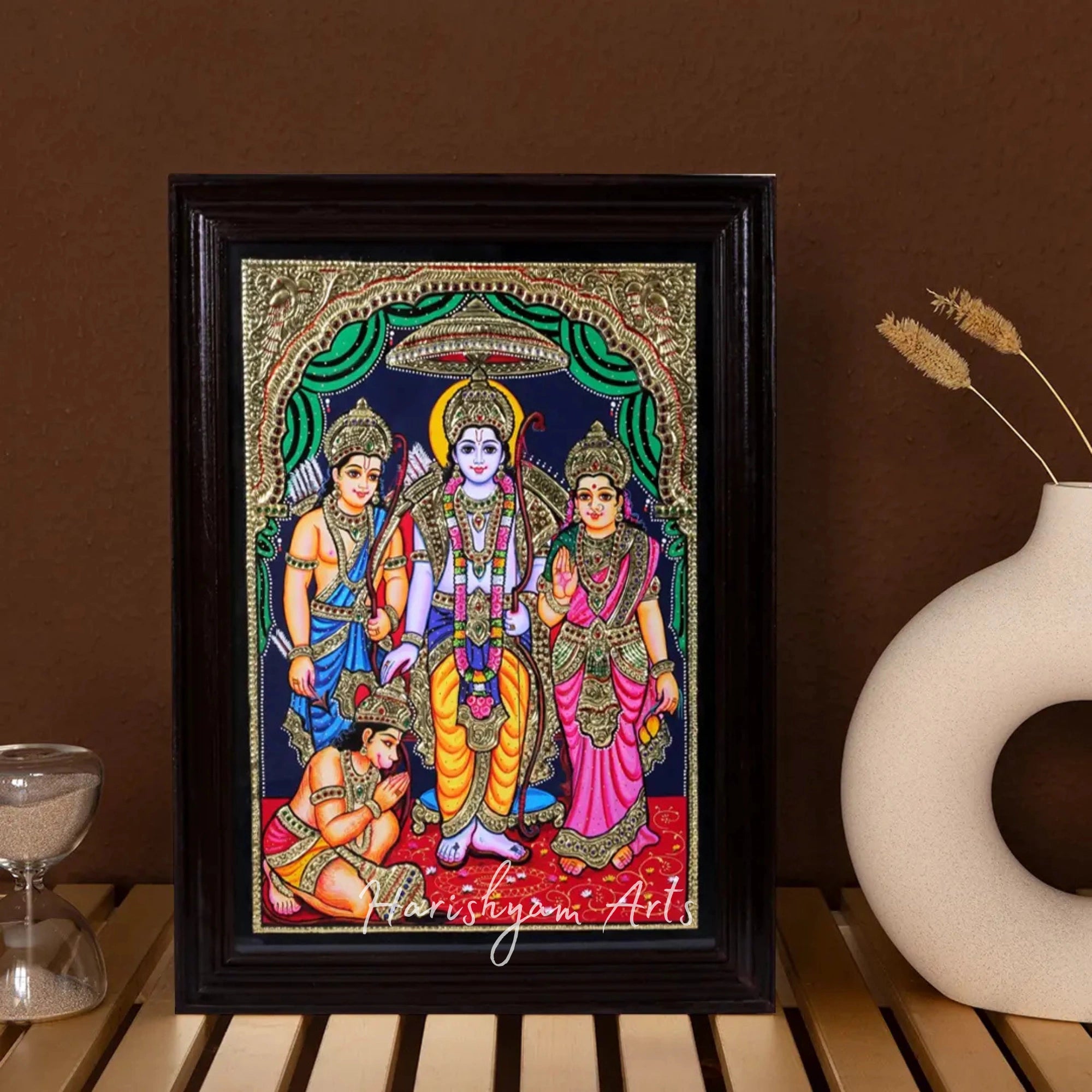 28" Ram Darbar Tanjore Painting for Pooja Room Decor