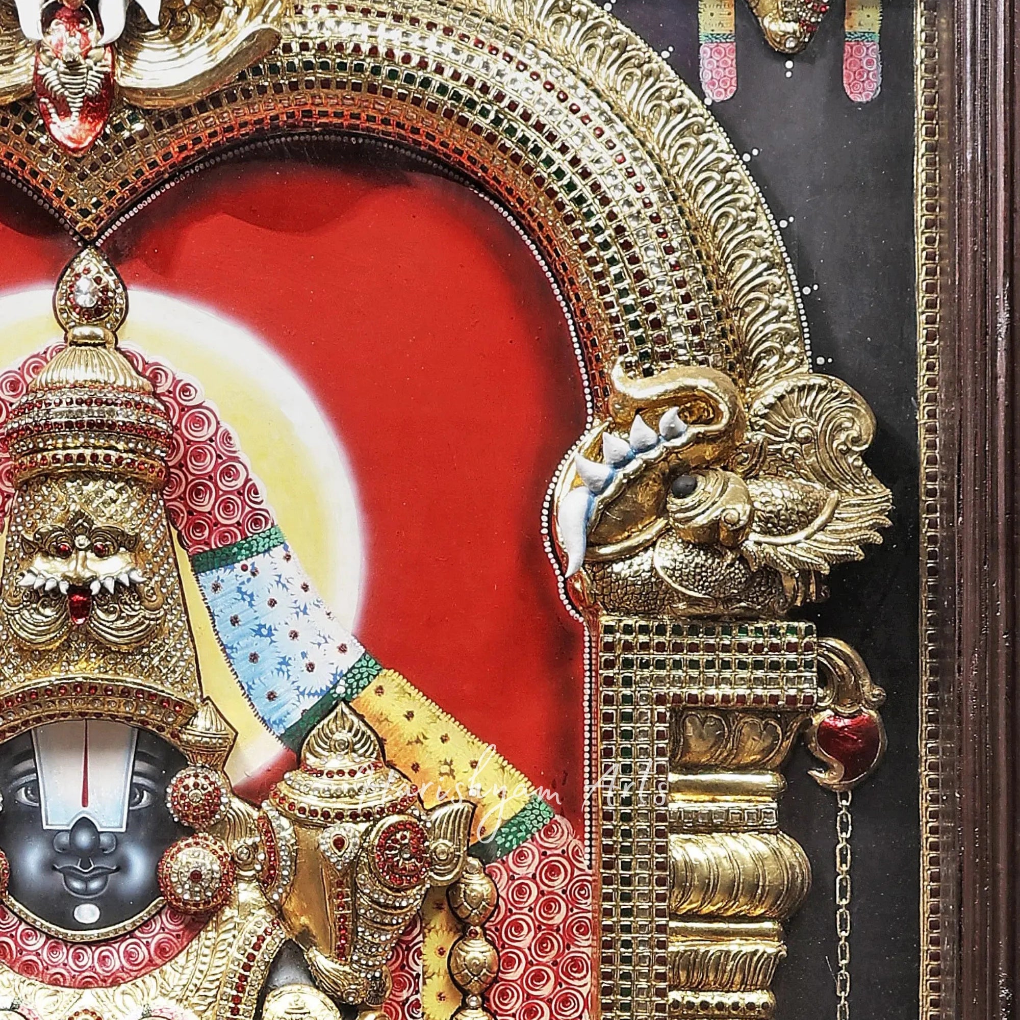 28" Traditional Tanjore Painting of Lord Venkateshwara as Balaji with Intricate Detailing