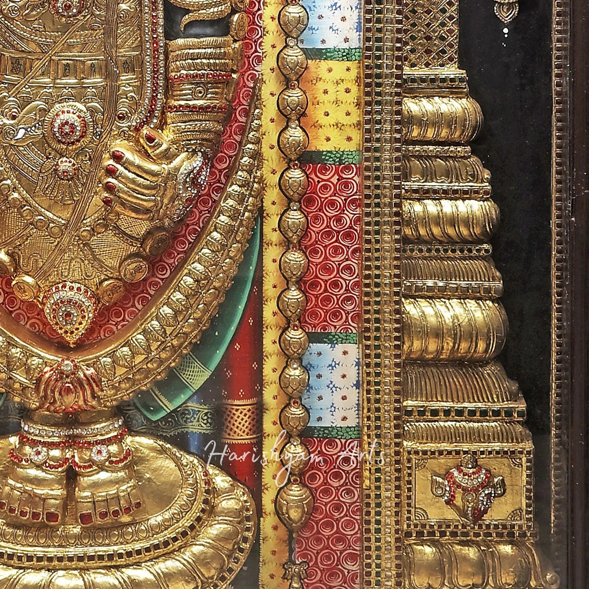 28" Traditional Tanjore Painting of Lord Venkateshwara as Balaji with Intricate Detailing