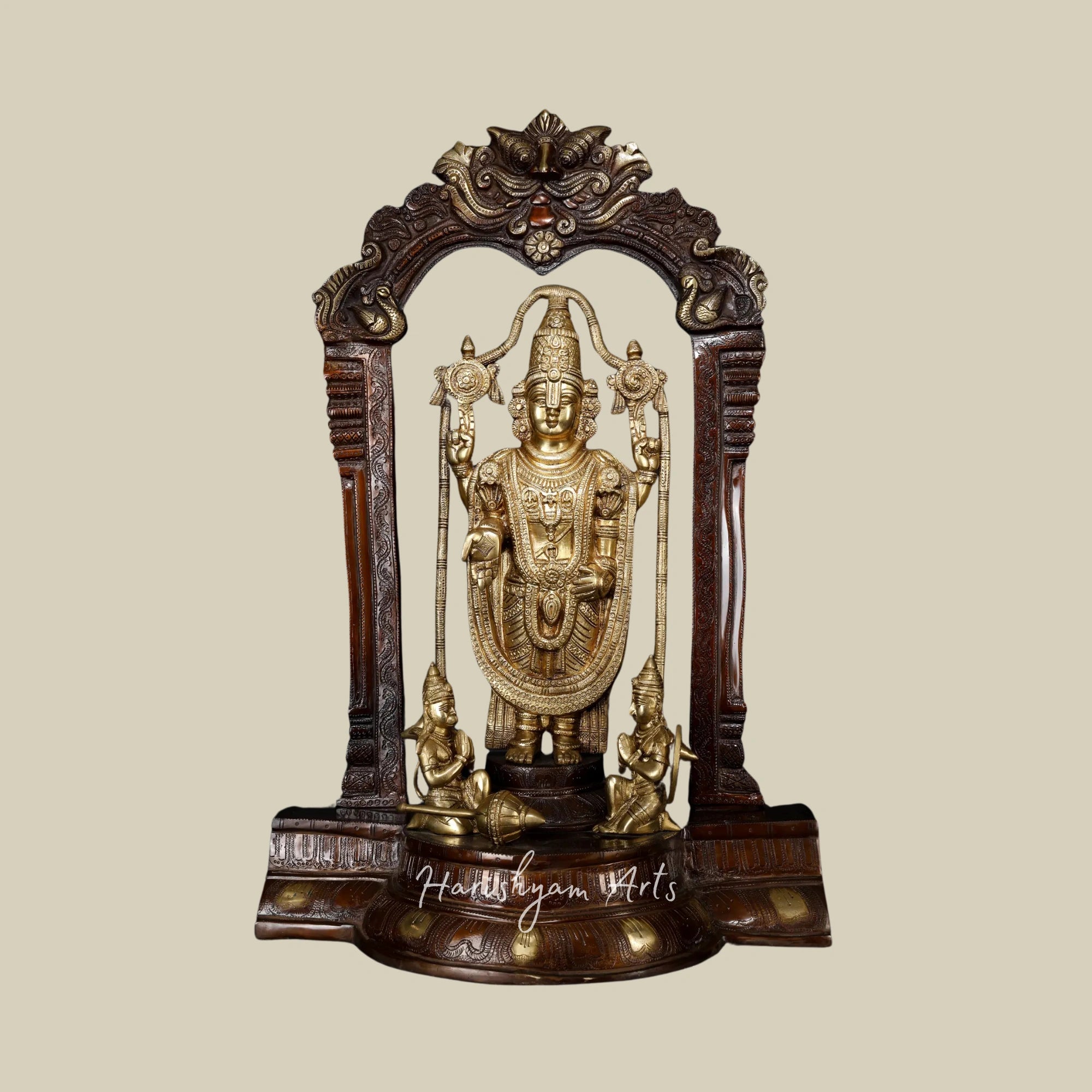 29" Brass Tirupati Balaji with Garuda and Hanuman Statue for Pooja Rooms