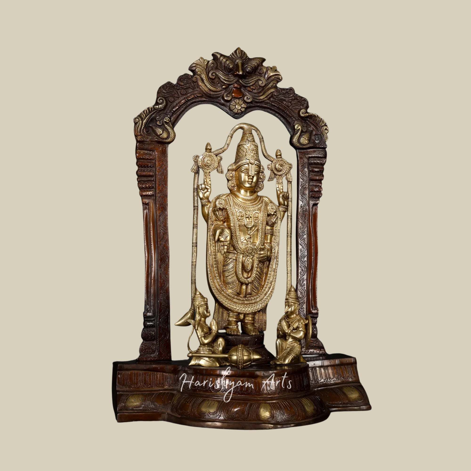 29" Brass Tirupati Balaji with Garuda and Hanuman Statue for Pooja Rooms