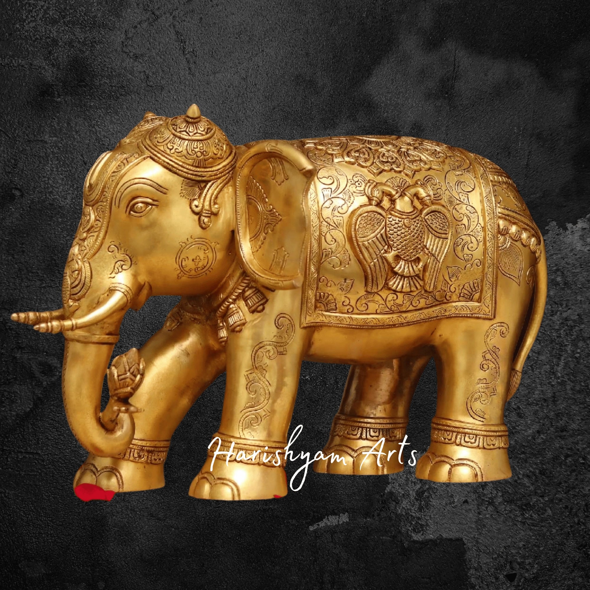29" Regal Brass Elephant Showpiece for Living Room