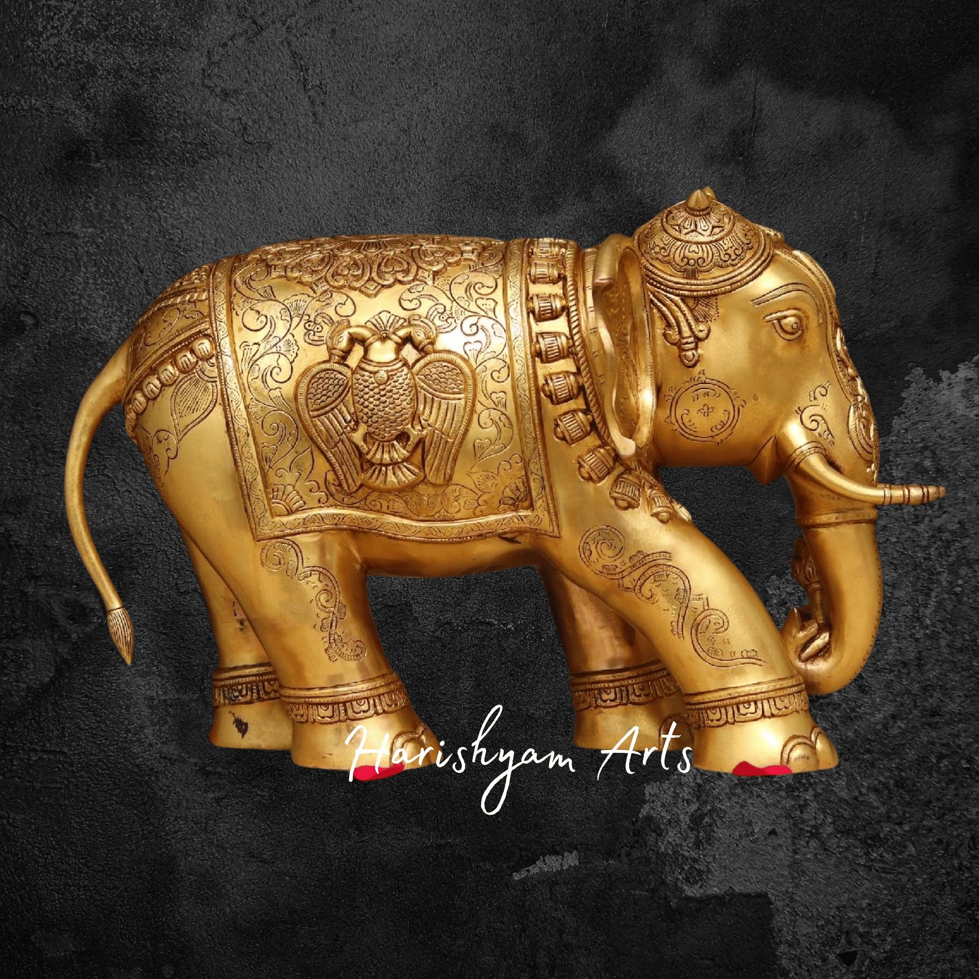 29" Regal Brass Elephant Showpiece for Living Room