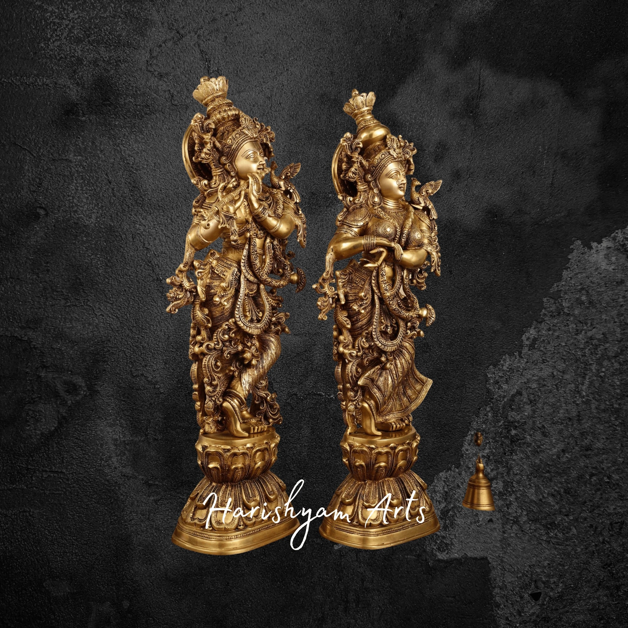 30" Divine Superfine Brass Radha Krishna Statue for Pooja Space