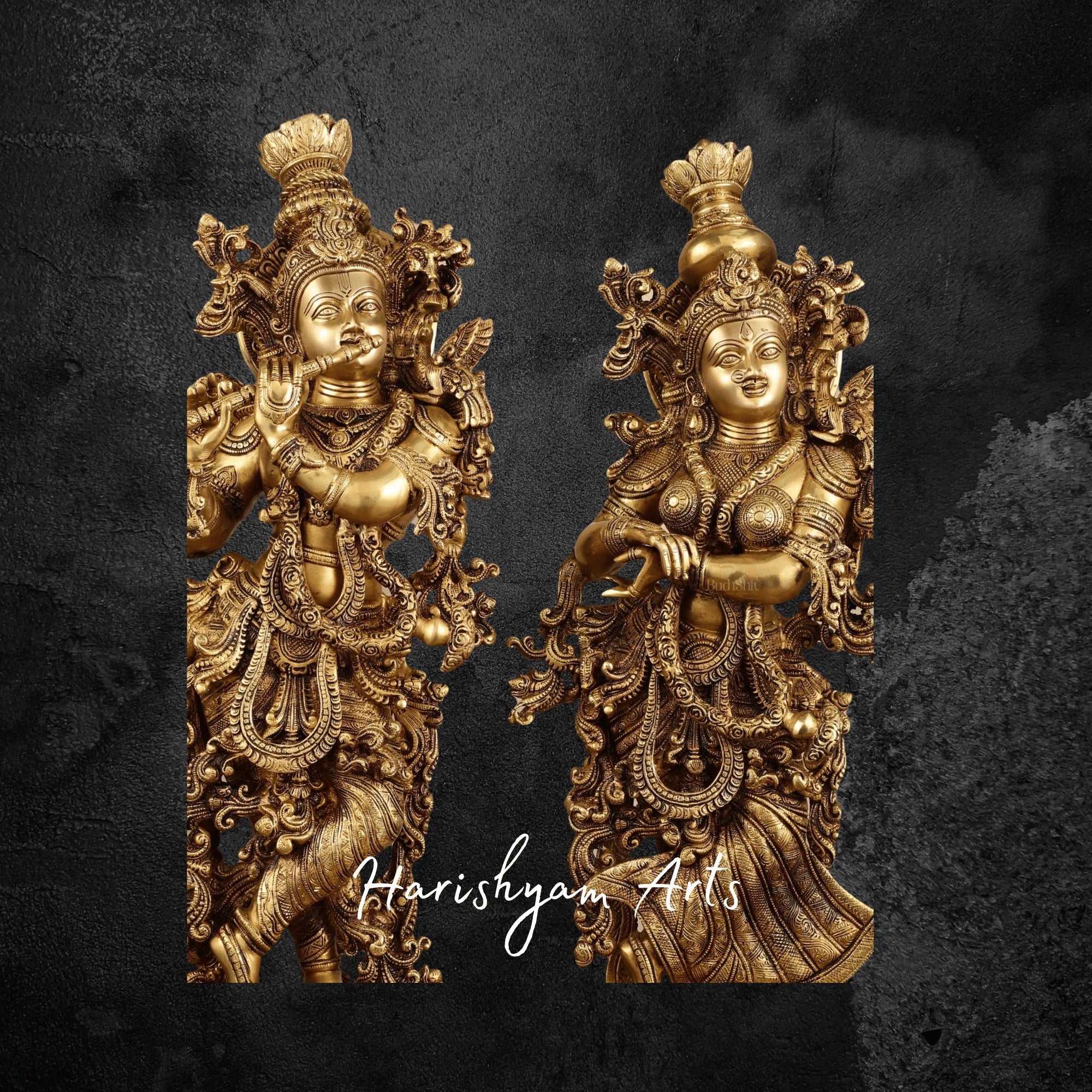 30" Divine Superfine Brass Radha Krishna Statue for Pooja Space