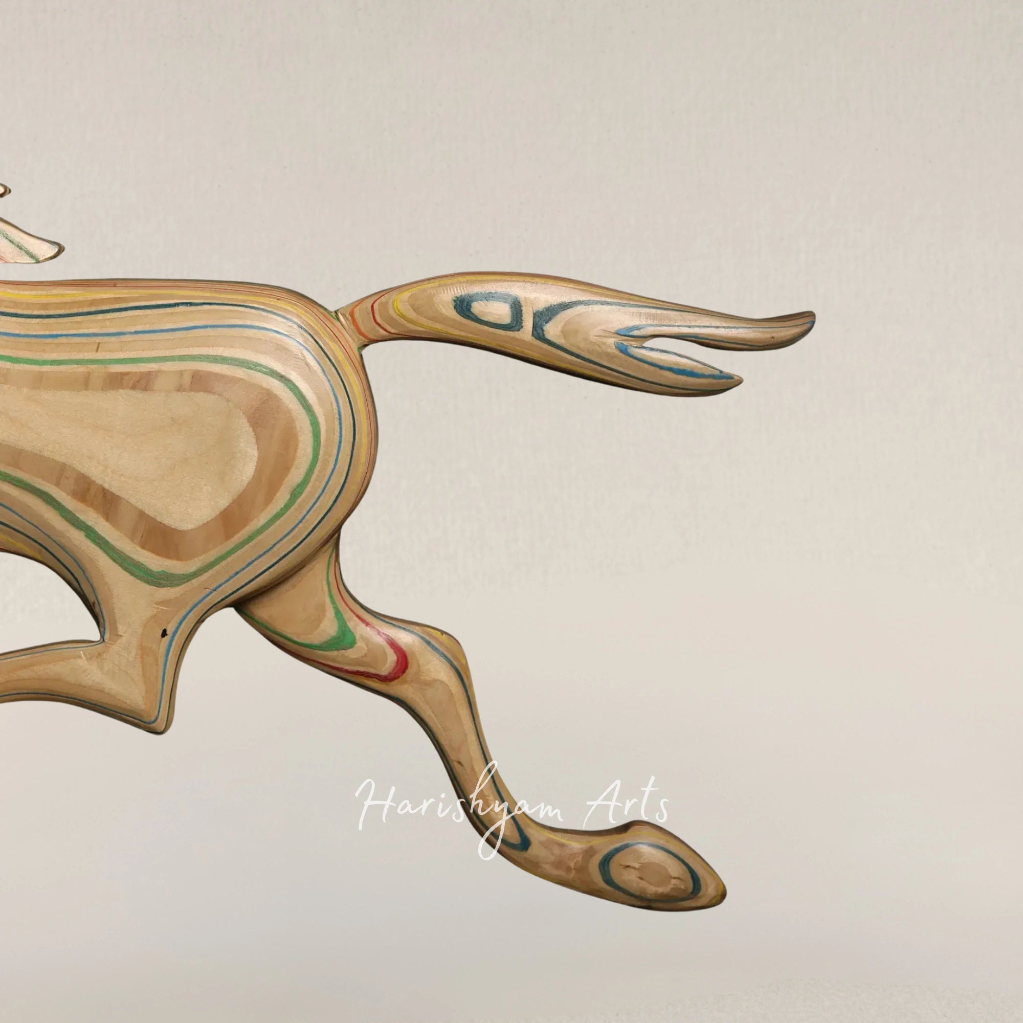 30" Race of Life Inspired Iron and Wood Horse Masterpiece