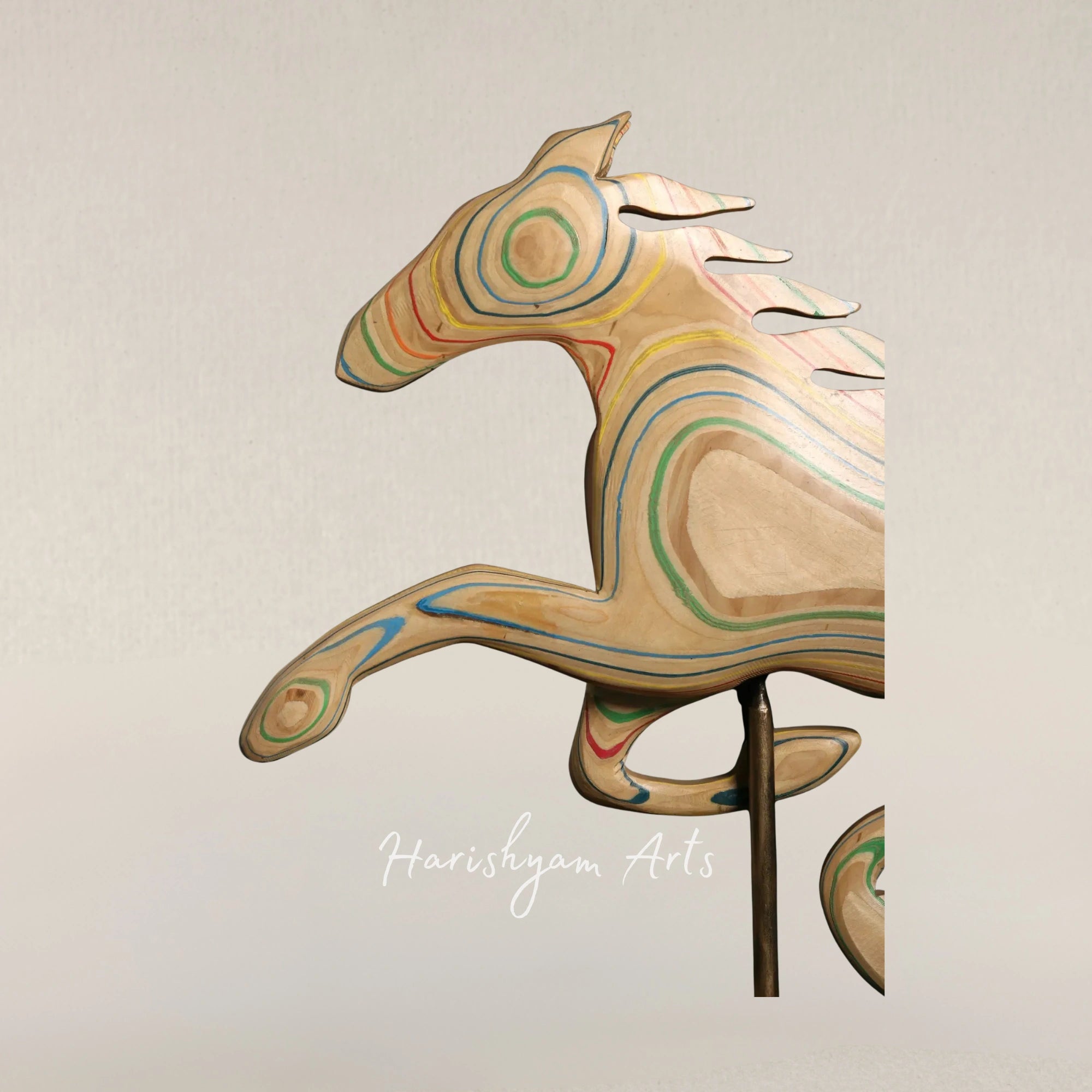 30" Race of Life Inspired Iron and Wood Horse Masterpiece