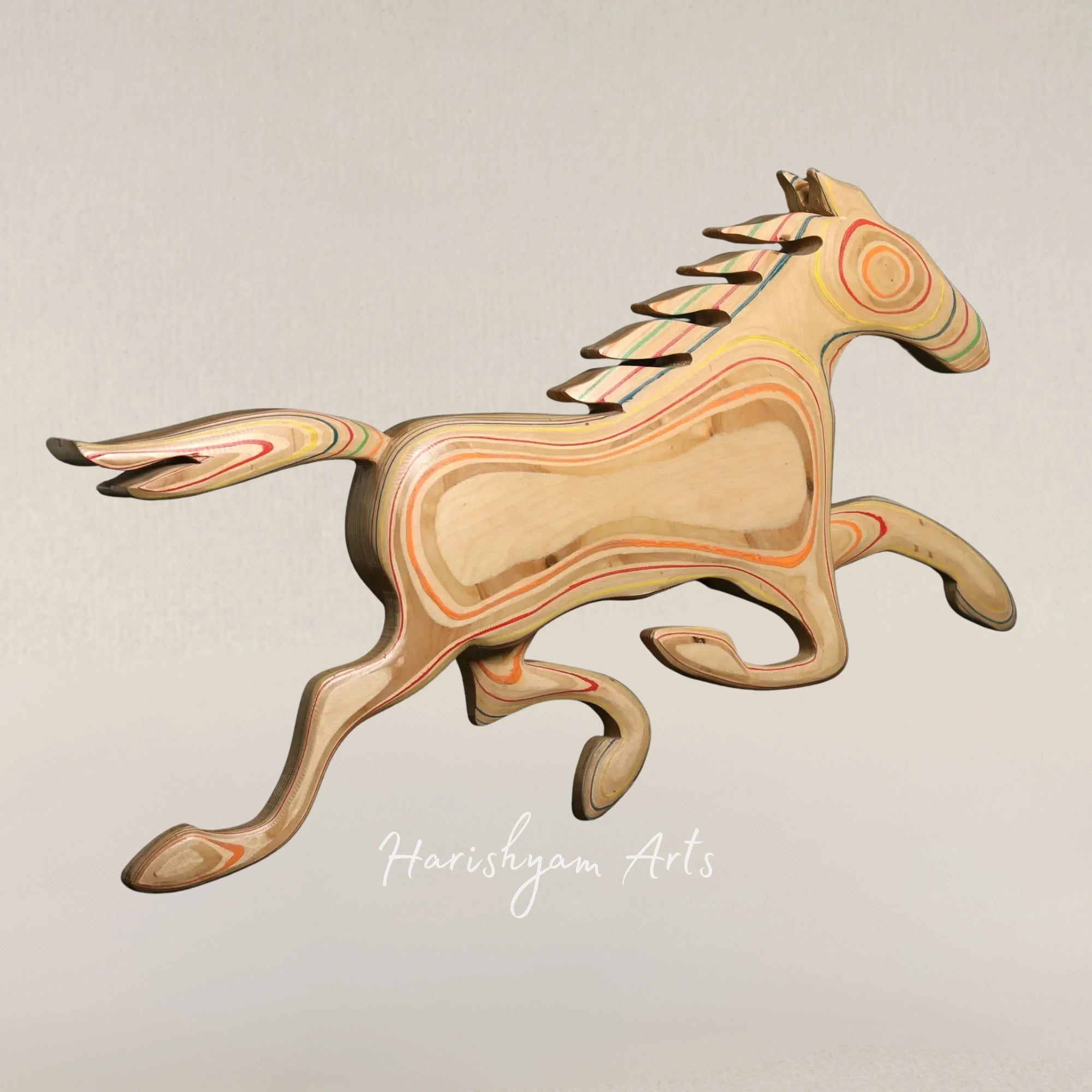 30" Race of Life Inspired Iron and Wood Horse Masterpiece
