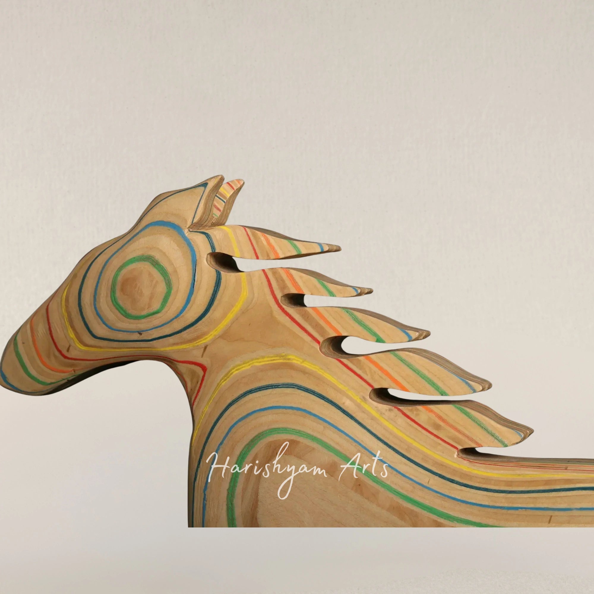 30" Race of Life Inspired Iron and Wood Horse Masterpiece
