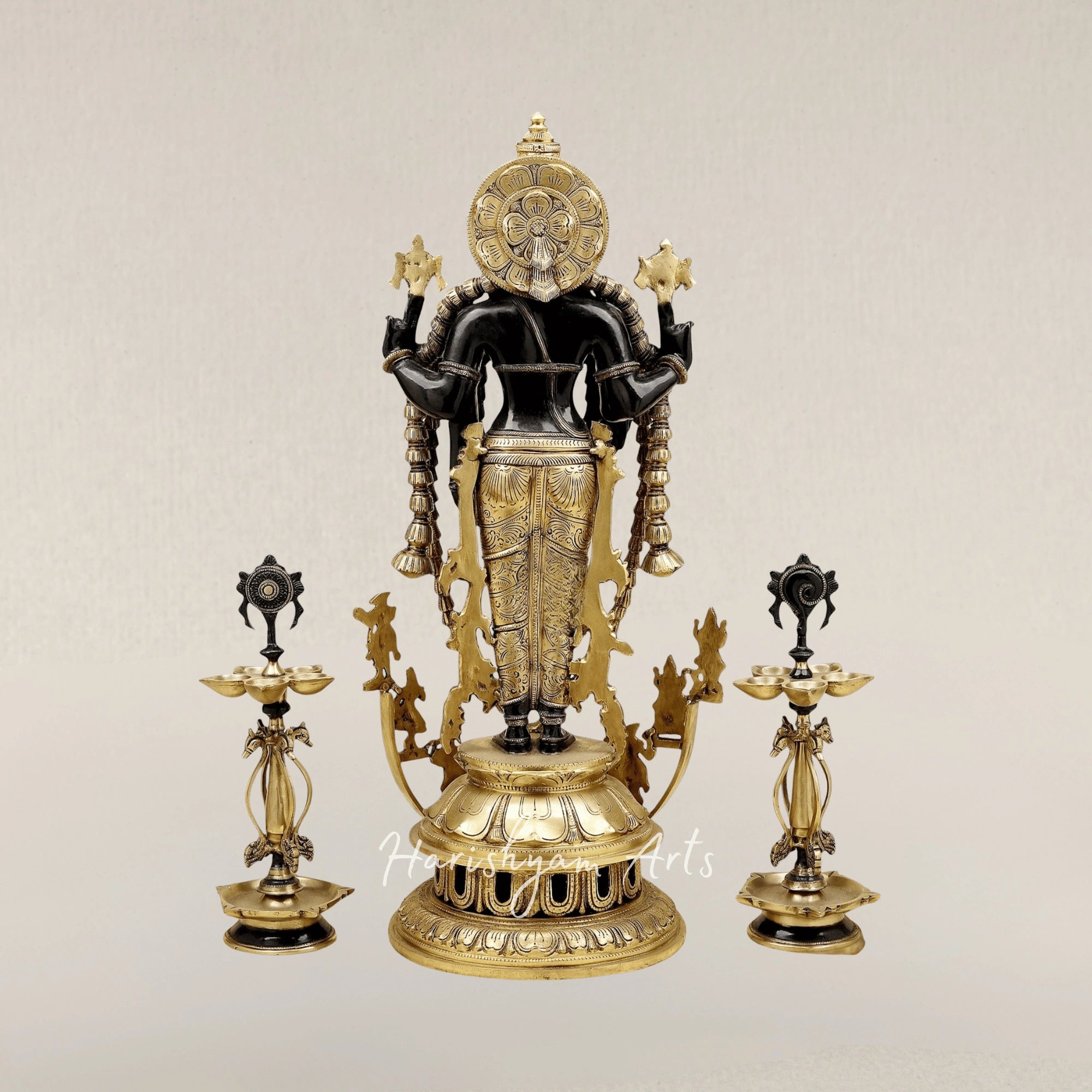 30" Royal Dashavatara Form of Lord Vishnu Handcrafted Bronze Murti