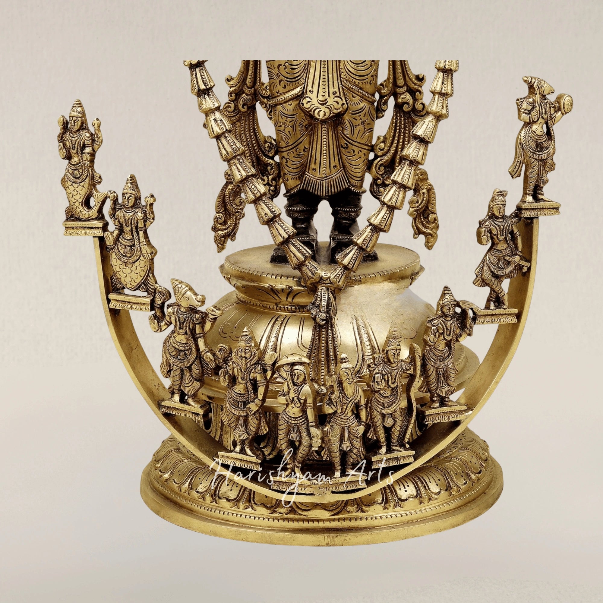 30" Royal Dashavatara Form of Lord Vishnu Handcrafted Bronze Murti