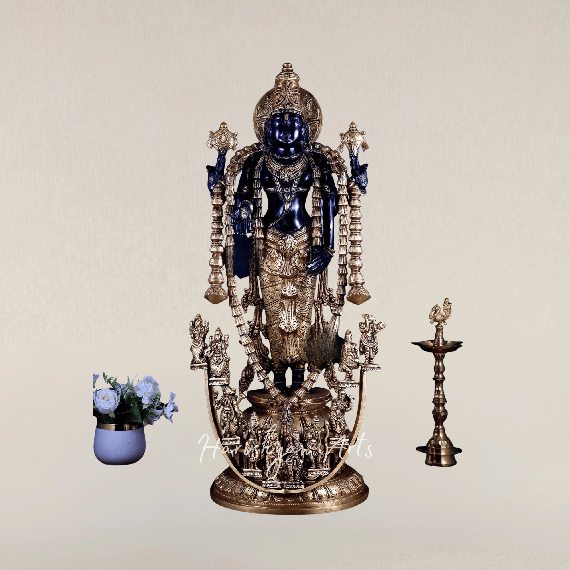 30" Sacred Tirupati Balaji with Dashavatara Bronze Divine Murti