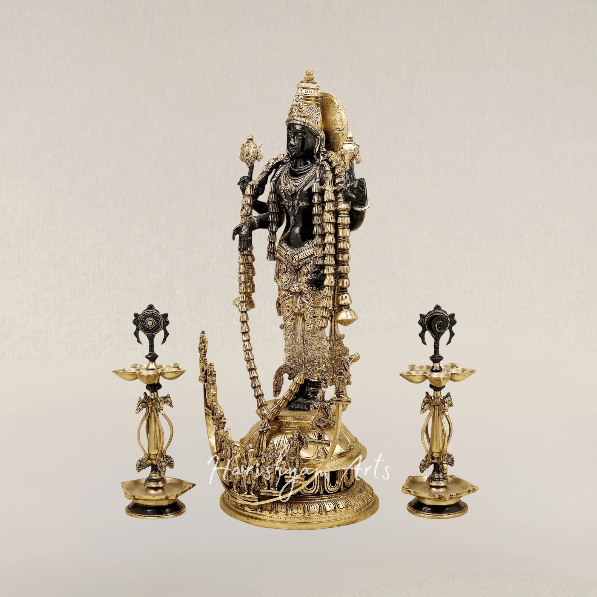 30" Tirumala Venkateswara with Dashavatara Bronze Idol in Midnight Black Gloomy Gold Tone