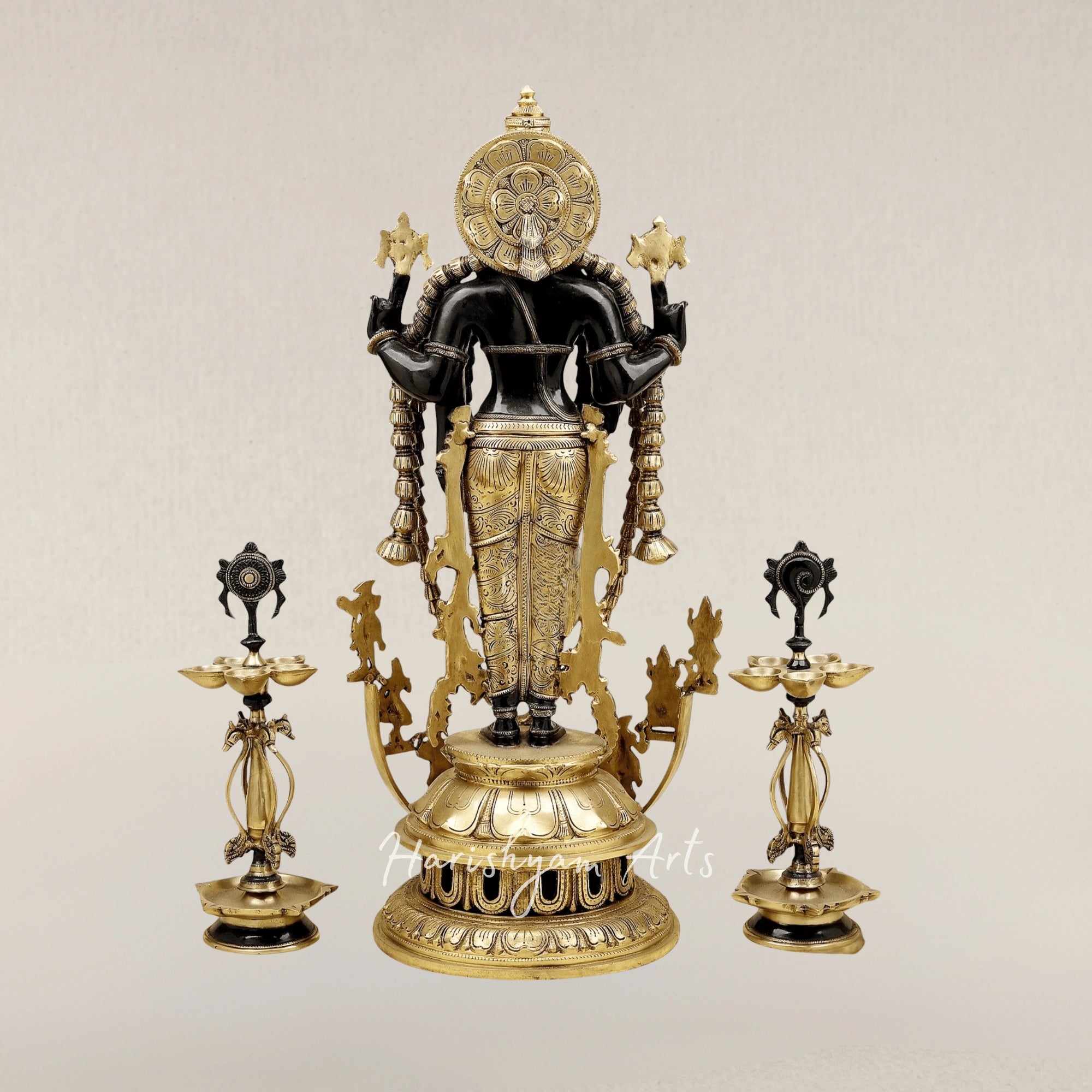 30" Tirumala Venkateswara with Dashavatara Bronze Idol in Midnight Black Gloomy Gold Tone