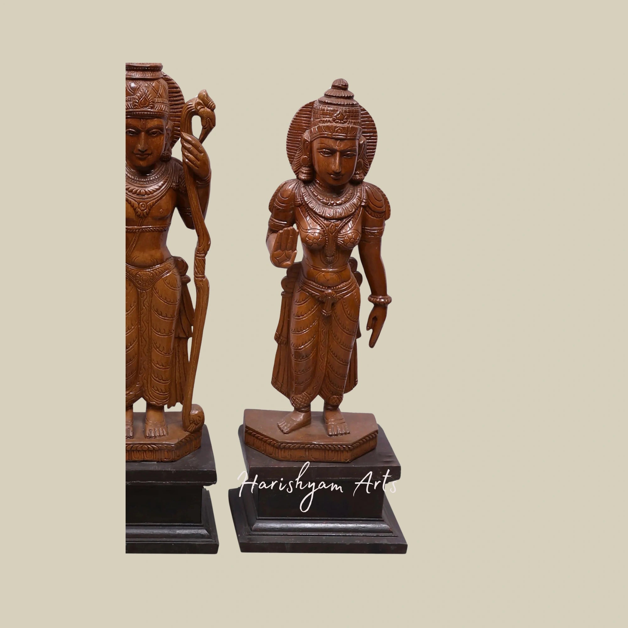 30" Wooden Lord Ram Darbar Idol for Temple Decor4