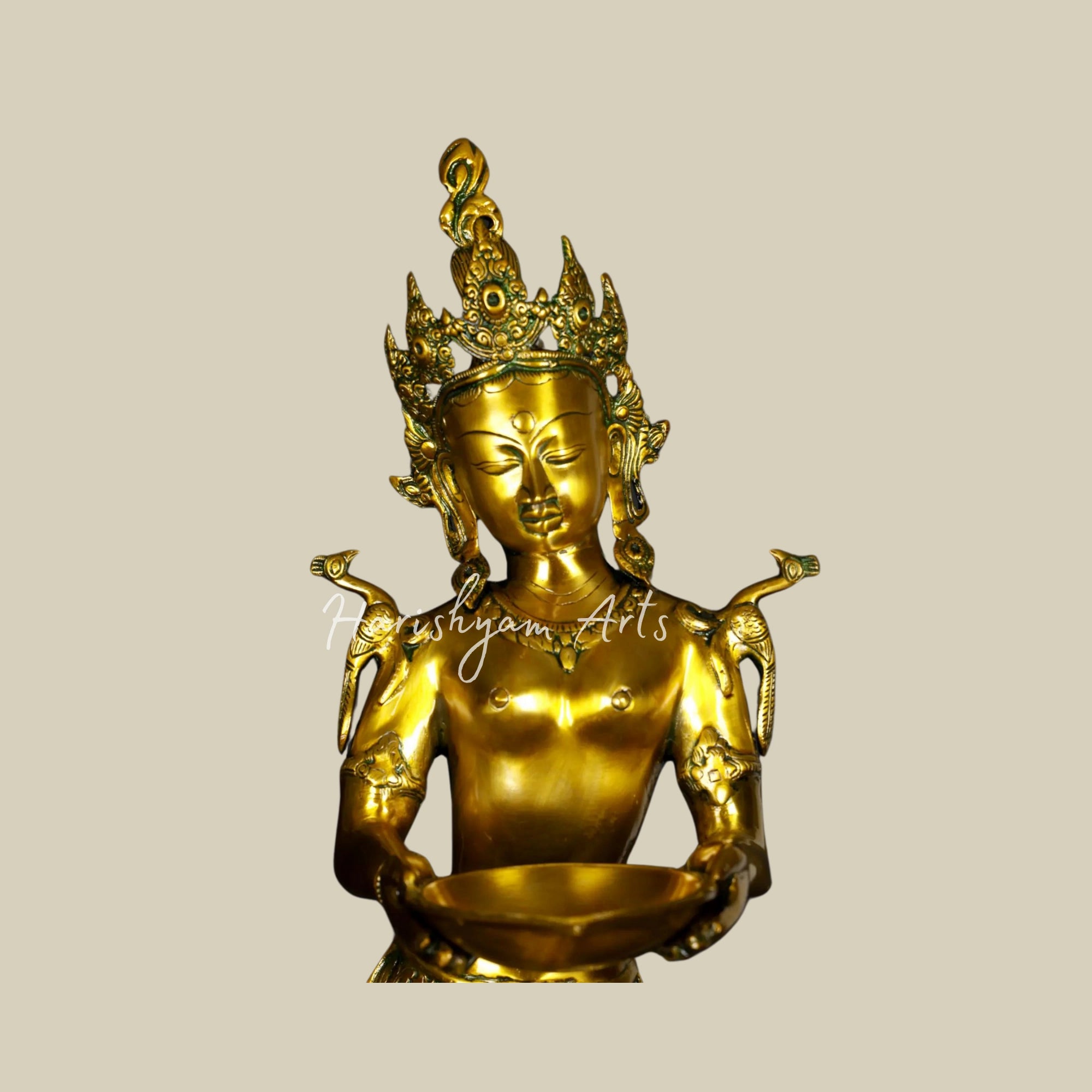 30" Handmade Brass Tara Statue with Lamp1