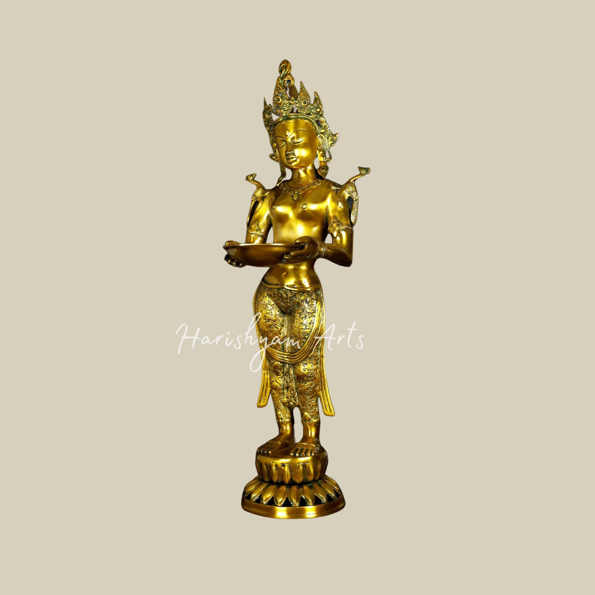 30" Handmade Brass Tara Statue with Lamp3